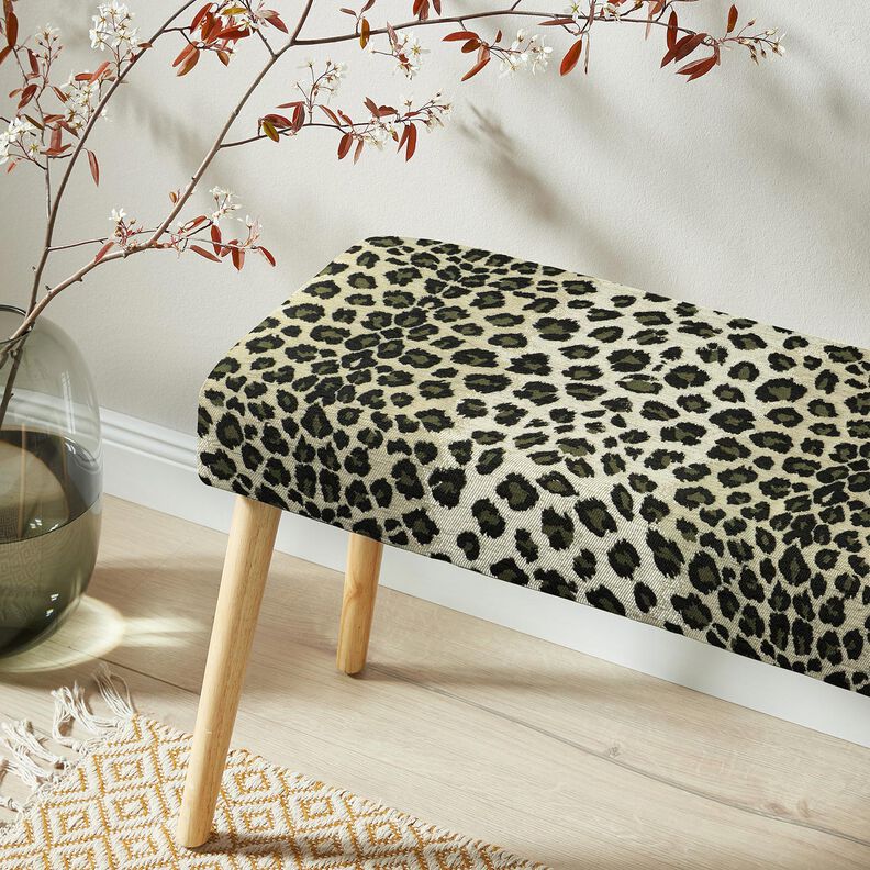 Bekledingsstof Jacquard Luipaard – taupe/kaki, image number 6