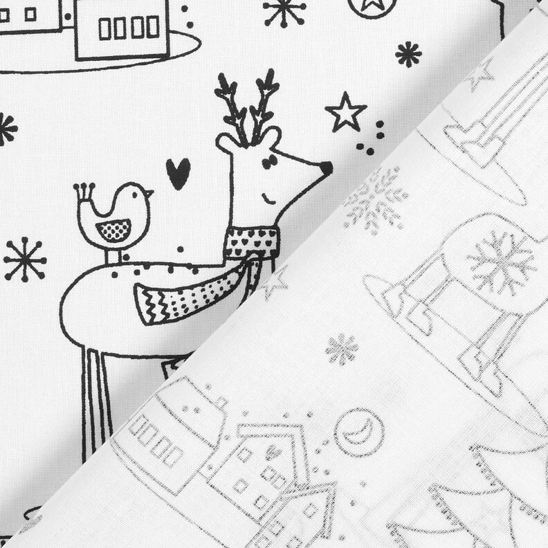 Katoenpopeline Stof om te verven Kerstmis – wit/zwart, image number 5