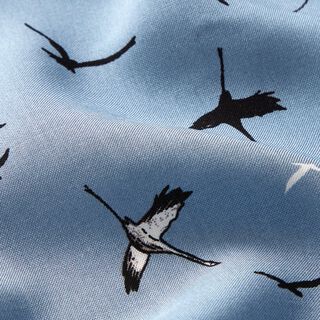 Bamboestof kraanvogels – blauwgrijs, 