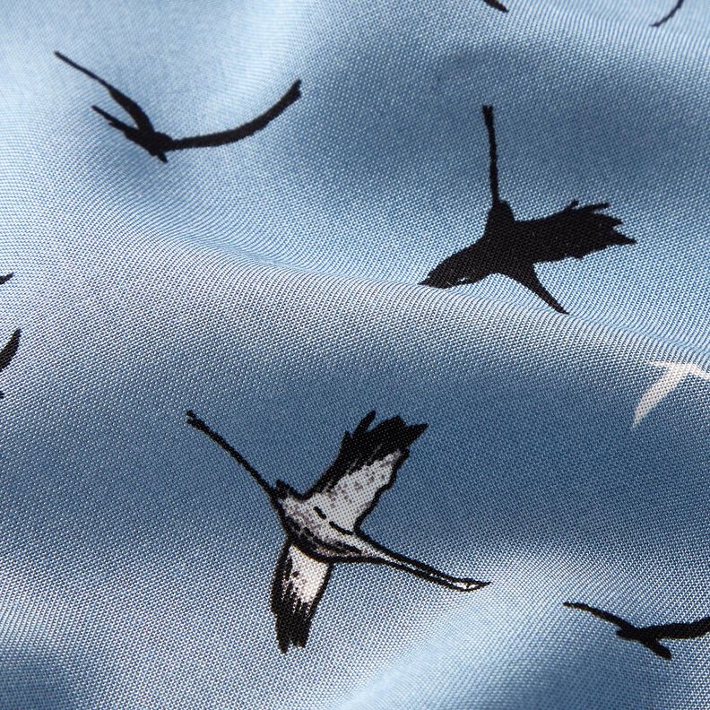Bamboestof kraanvogels – blauwgrijs,  image number 2