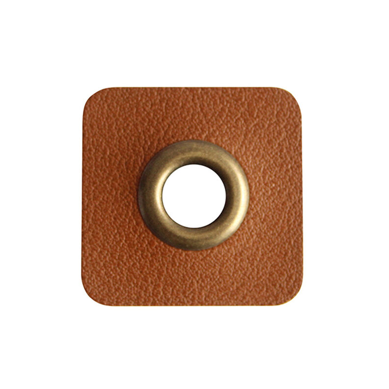 Knoop met oogje imitatieleer – roodbruin, image number 1