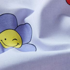 Gecoate katoen vrolijke bloemen | Poppy Fabrics – babyblauw/roze, 