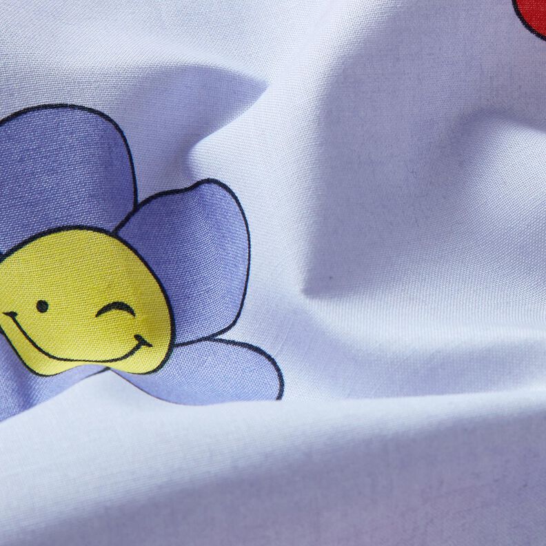 Gecoate katoen vrolijke bloemen | Poppy Fabrics – babyblauw/roze,  image number 3