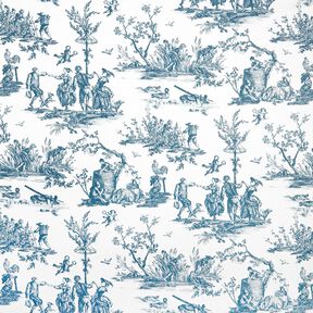 Decostof Half panama blije dansers 280 cm – oceaanblauw/wit, 