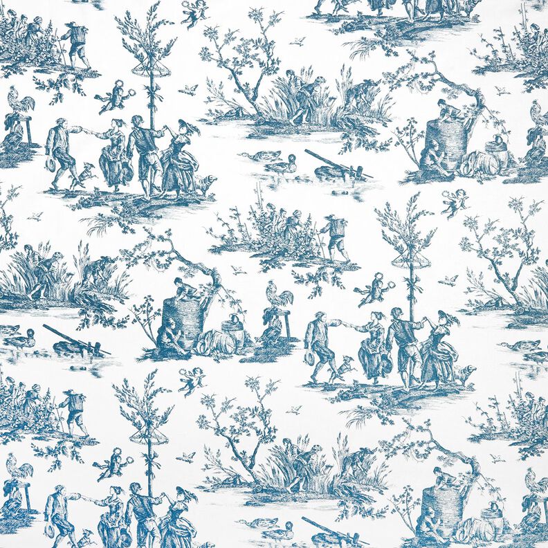 Decostof Half panama blije dansers 280 cm – oceaanblauw/wit,  image number 1