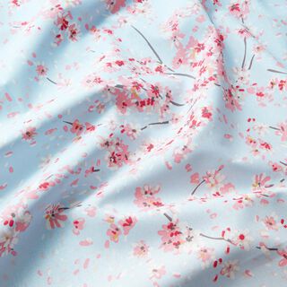 Decostof Half panama Takken van kersenbloesem – lichtblauw/roze, 