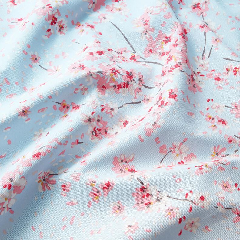 Decostof Half panama Takken van kersenbloesem – lichtblauw/roze,  image number 2