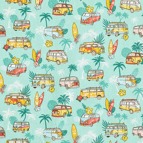 Katoenen stof cretonne Roadtrip surf – turkoois, 