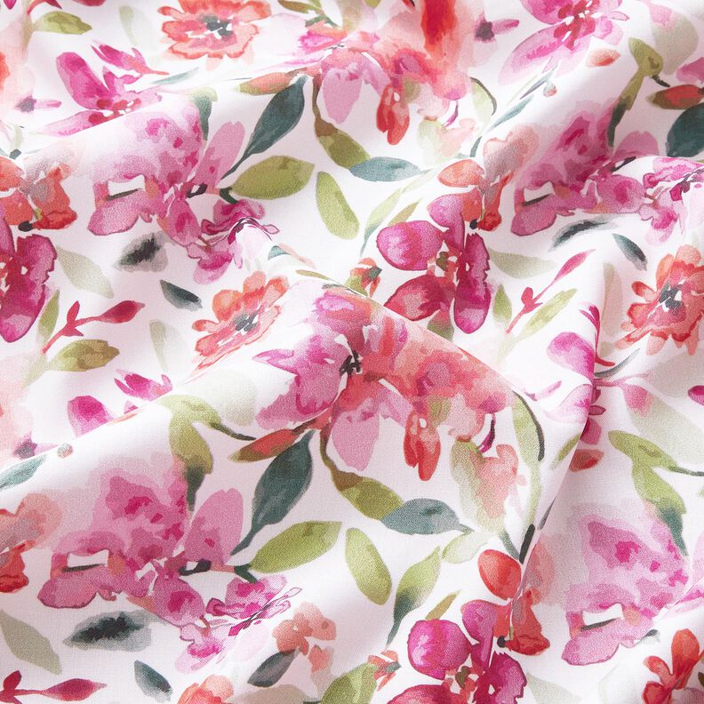 Viscosestof Aquarel lentebloemen – wit/pastelviolet,  image number 2