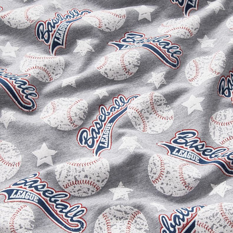 French Terry sommersweat Honkbal – zilver/wit,  image number 2