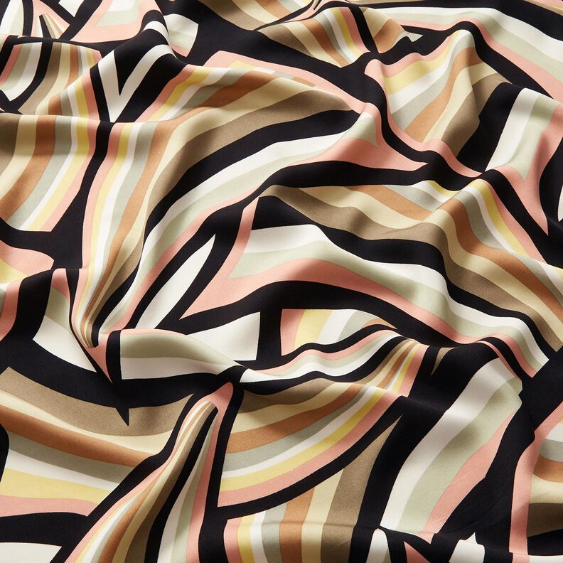 Viscosestof abstracte lijnen – zwart/roségoud,  image number 2