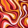Katoensatijn Retro golven| Poppy Fabrics – bordeauxrood/currygeel,  thumbnail number 1