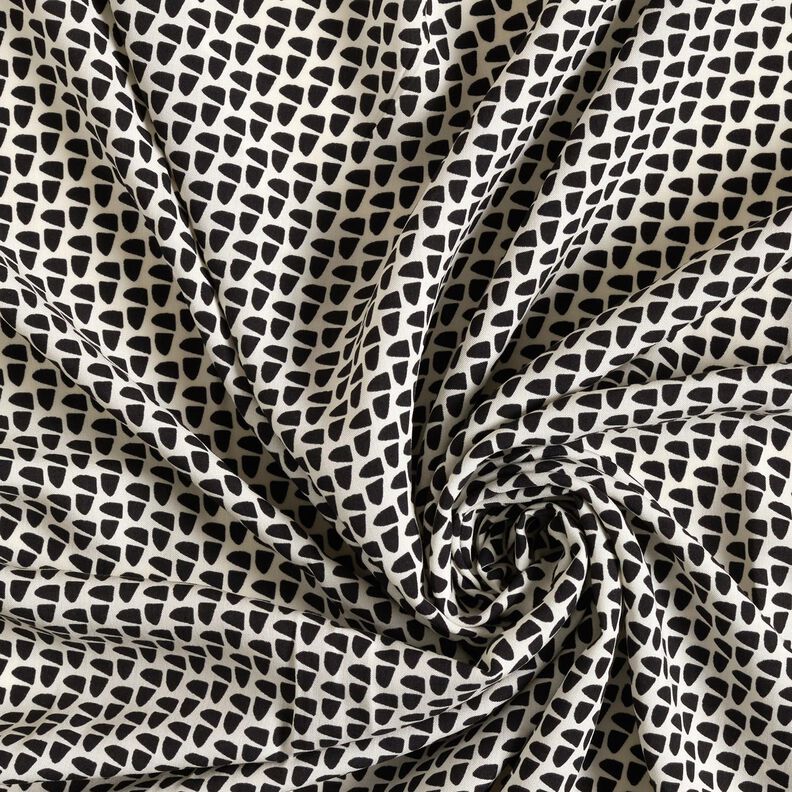 Blousestof abstracte afbeelding – creme/zwart, image number 3
