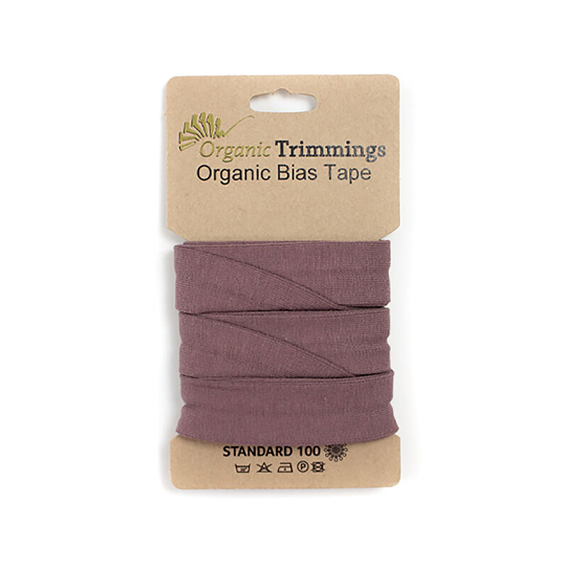 Biasband Biologische katoenjersey [3 m | 20 mm]  – aubergine,  image number 1