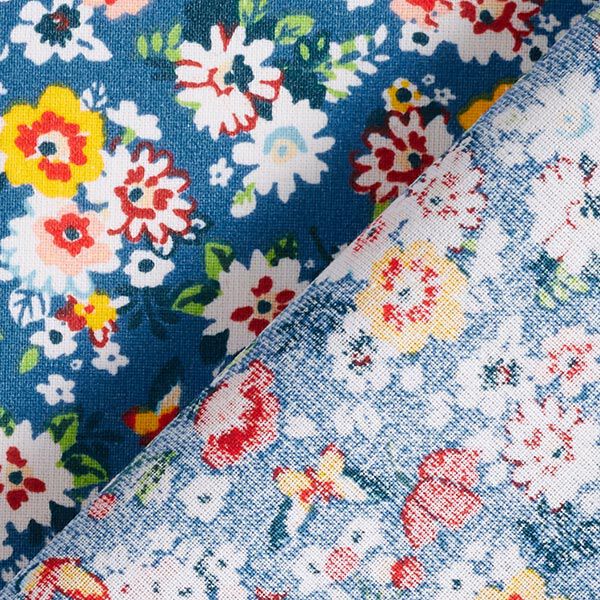 Gecoate katoen schattige bloemen – koningsblauw,  image number 5