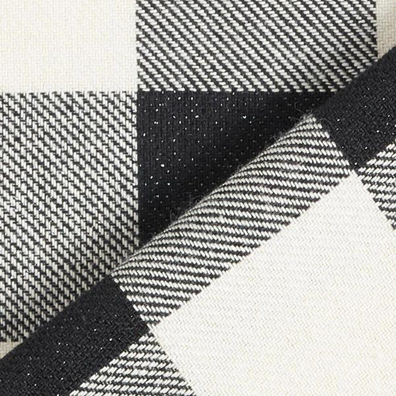 Katoenen stof lurex ruit – zwart/wit,  image number 5