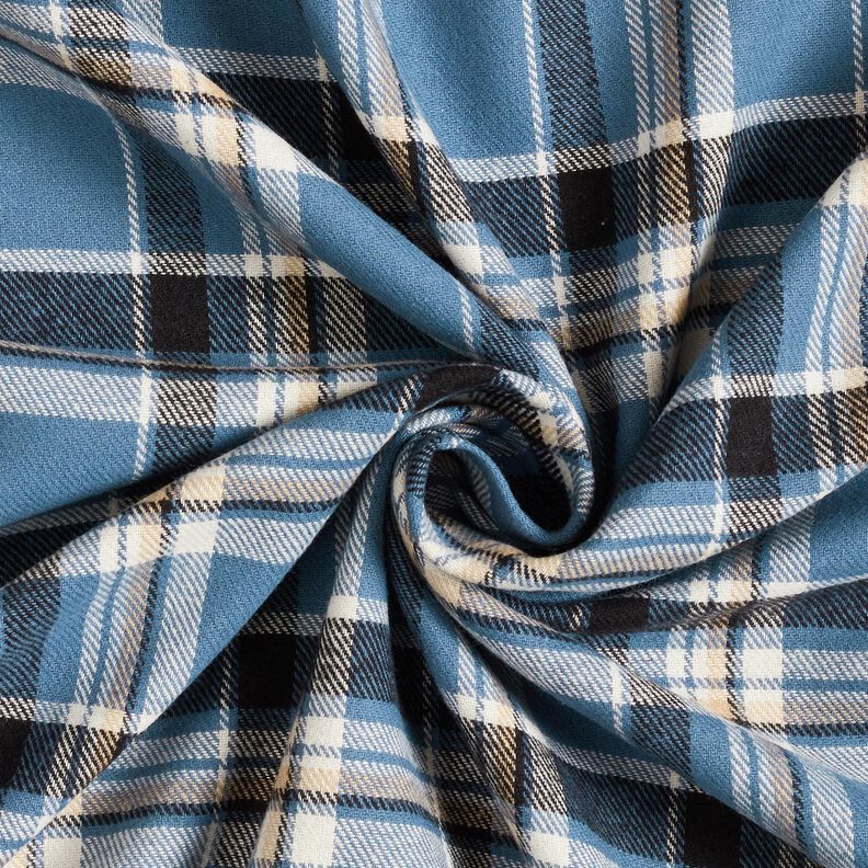 Katoenflanel Ruit – jeansblauw/zwart, image number 3