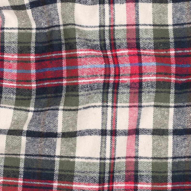 Katoenflanel Ruit | Poppy Fabrics – olijf/rood, image number 2