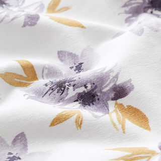 Katoenjersey Aquarelbloemen Digitaal printen | Poppy – wit/lila, 