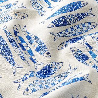 Decostof Canvas Sardines – blauw/natuur, 