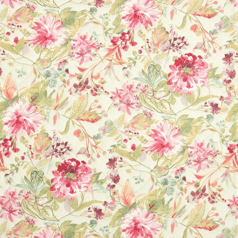 Decostof Canvas Aquarel bloemen – lichtbeige/framboos,  image number 1
