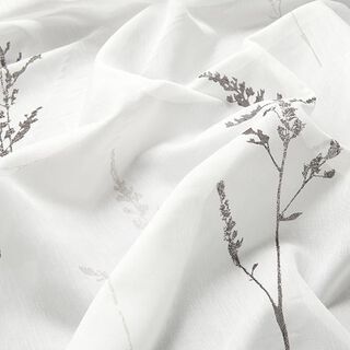 Vitragestof Voile fijne grassen 295 cm – wit/zwart, 
