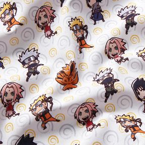 Katoenpopeline Chibi Naruto Licentiestof – wit, 