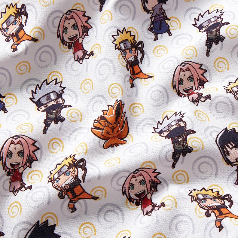 Katoenpopeline Chibi Naruto Licentiestof – wit,  image number 2