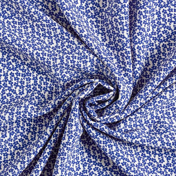 Lichte crêpe stof losse bloemen – blauw/wit, image number 3