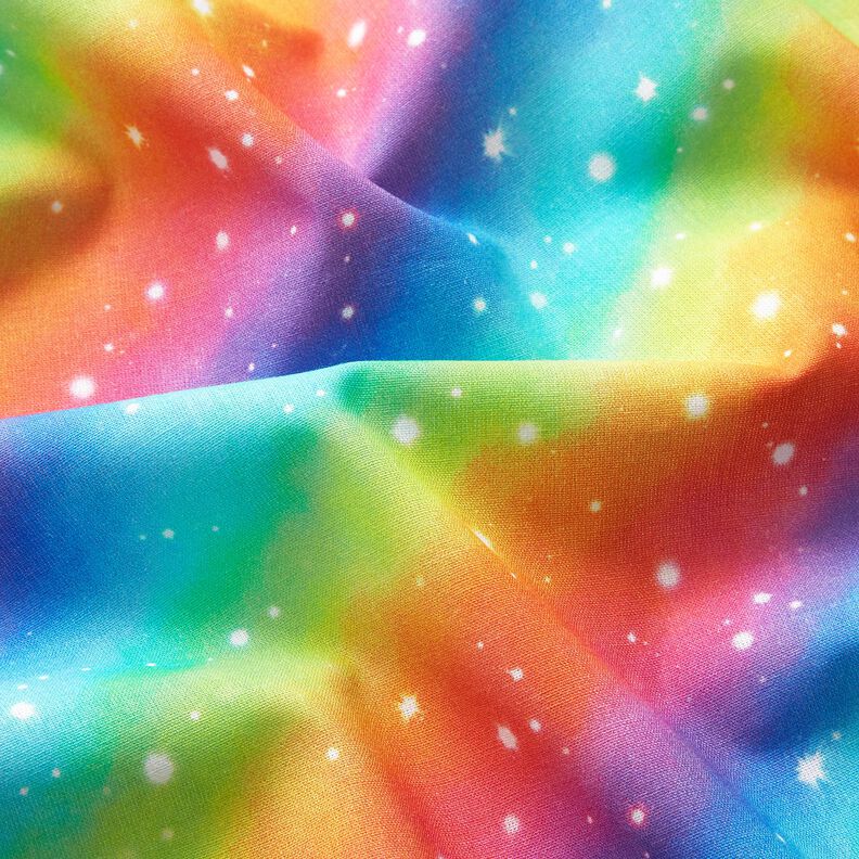 Katoenpopeline Regenboog sterrenstof Digitaal printen – koningsblauw/kleurenmix,  image number 2