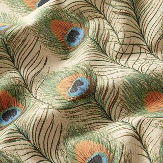 Decostof Half panama Pauwenveren – natuur/groen, 