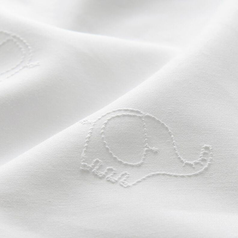 Katoensatijn Olifant borduurwerk – wit,  image number 2