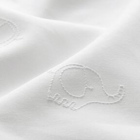 Katoensatijn Olifant borduurwerk – wit, 