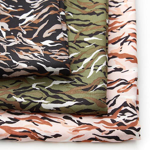 Viscose stof Strepen-camouflage – roze,  image number 5