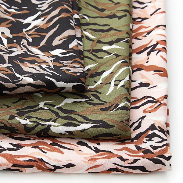 Viscose stof Strepen-camouflage – roze, image number 5