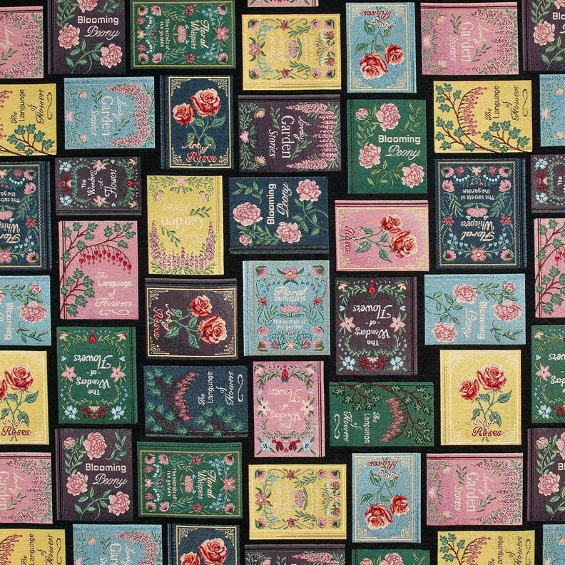 Decostof Gobelin Boekomslag – zwart/merlot,  image number 1