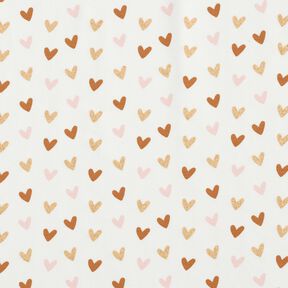 Katoenjersey Glitter harten – ivoor, 