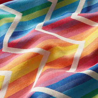 Decostof Jacquard Regenboog gekarteld – wit, 