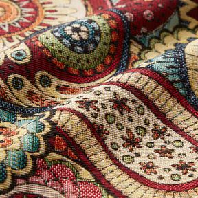 Decostof Gobelin abstracte paisley – lichtbeige/karmijnrood, 