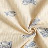 Mousseline/dubbel gehaakte stoffen opgestikte vis | Poppy Fabrics – ecru/koningsblauw,  thumbnail number 3