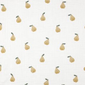 Mousseline/dubbel gehaakte stoffen Peer Digitaal printen | Poppy Fabrics – wit/geel olijfgroen, 