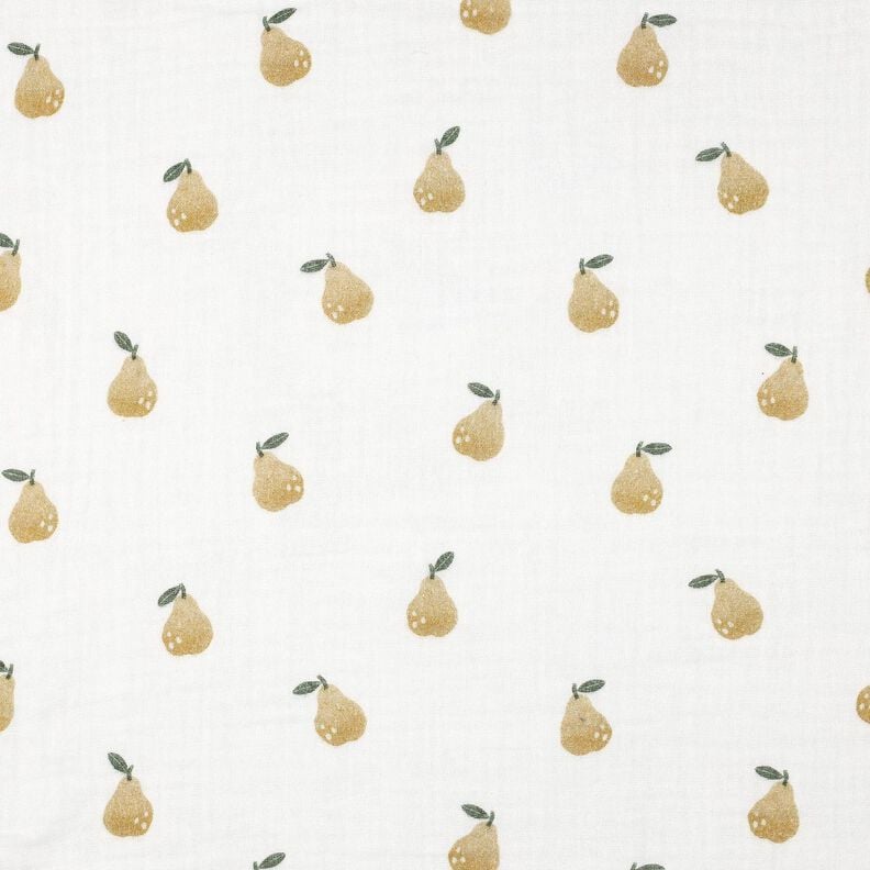 Mousseline/dubbel gehaakte stoffen Peer Digitaal printen | Poppy Fabrics – wit/geel olijfgroen,  image number 1