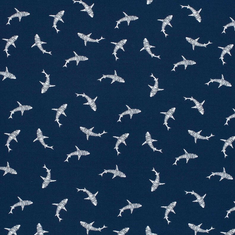 Katoenjersey Haai silhouet – marineblauw,  image number 1