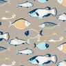 Katoenen stof Cretonne School vissen – taupe,  thumbnail number 1