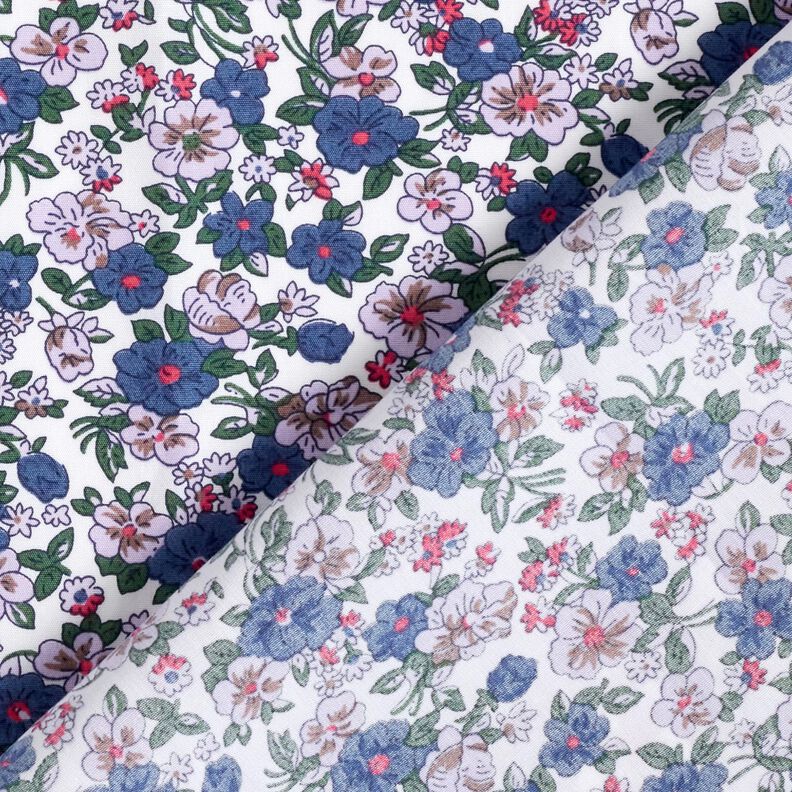 Blousestof kleine boeketten bloemen – wit/lila,  image number 4