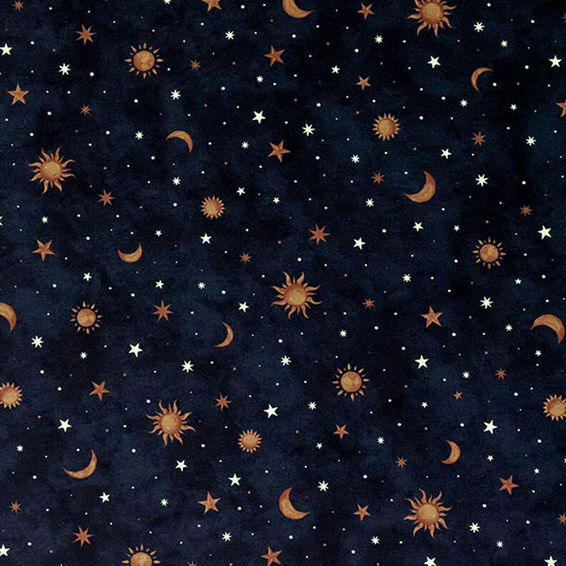 Decostof Glow-in-the-dark nachtelijke hemel – goud/marineblauw,  image number 13