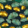 Katoenjersey Ginkgo | Glitzerpüppi – donkergroen/oud goud,  thumbnail number 1