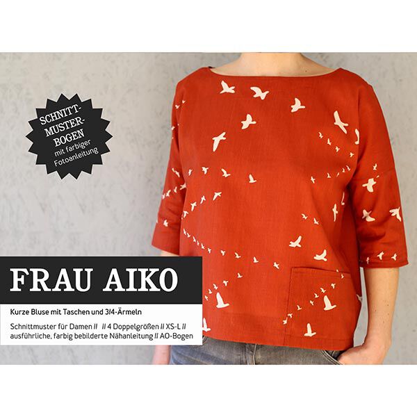FRAU AIKO - korte blouse met zakken, Studio Schnittreif  | XXS -  L,  image number 1