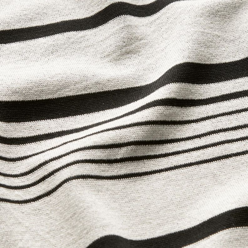 Gebreide jacquard onregelmatige strepen – ecru/zwart, image number 3