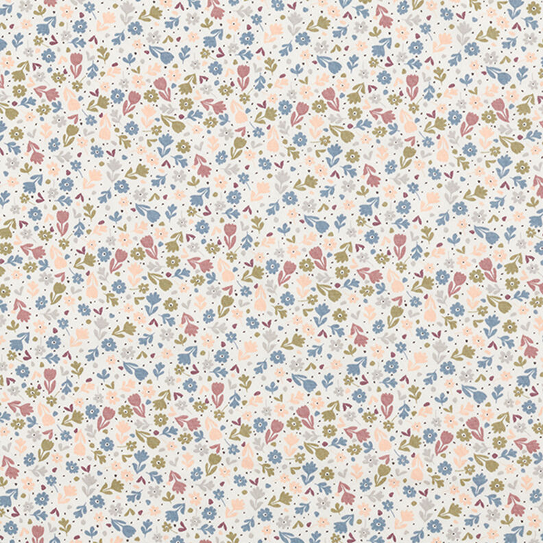 Katoenjersey schattige bloemen – ecru, image number 1